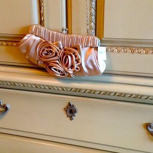 Gold satin evening bag